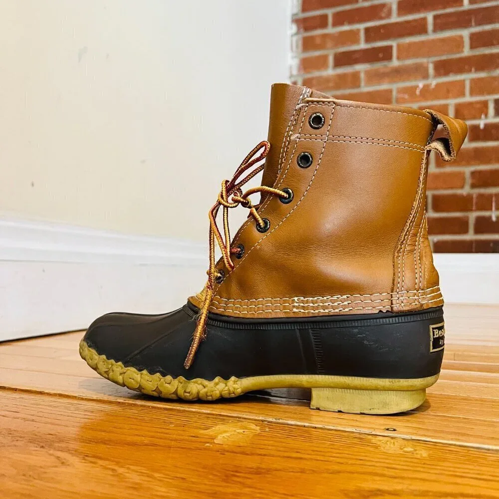 LL Bean Hunting Duck 7” Boots Women’s Size 6 M Brown 6 Eye Boots